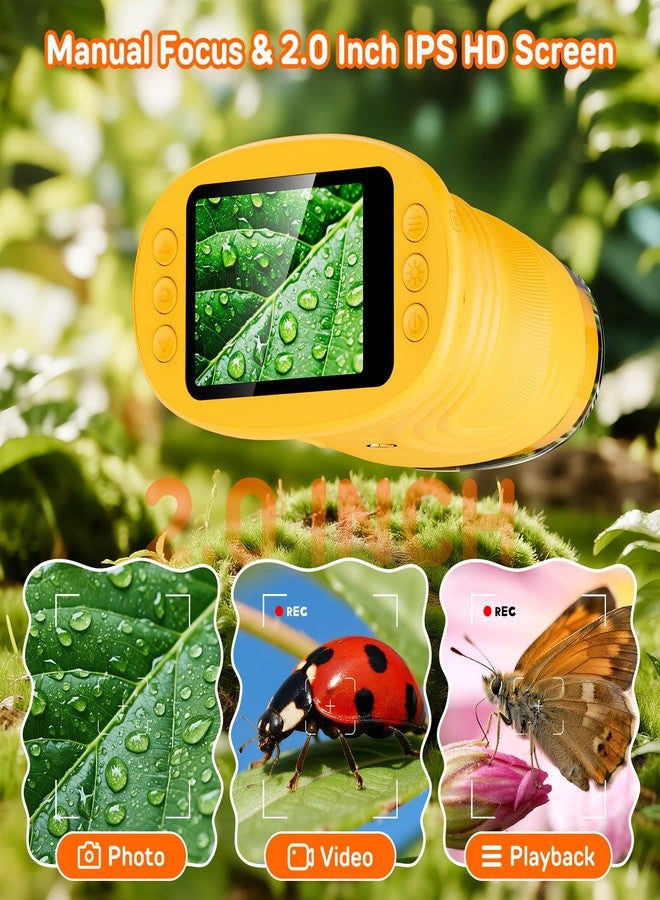 Ashfly 1000X Digital Handheld Microscope for Kids with 2.0" IPS Screen, Portable STEM Science Lab Toy, Rechargeable Pocket Microscope Educational Gift for Boys & Girls Age 4-6 8-12, Orange - Image 3